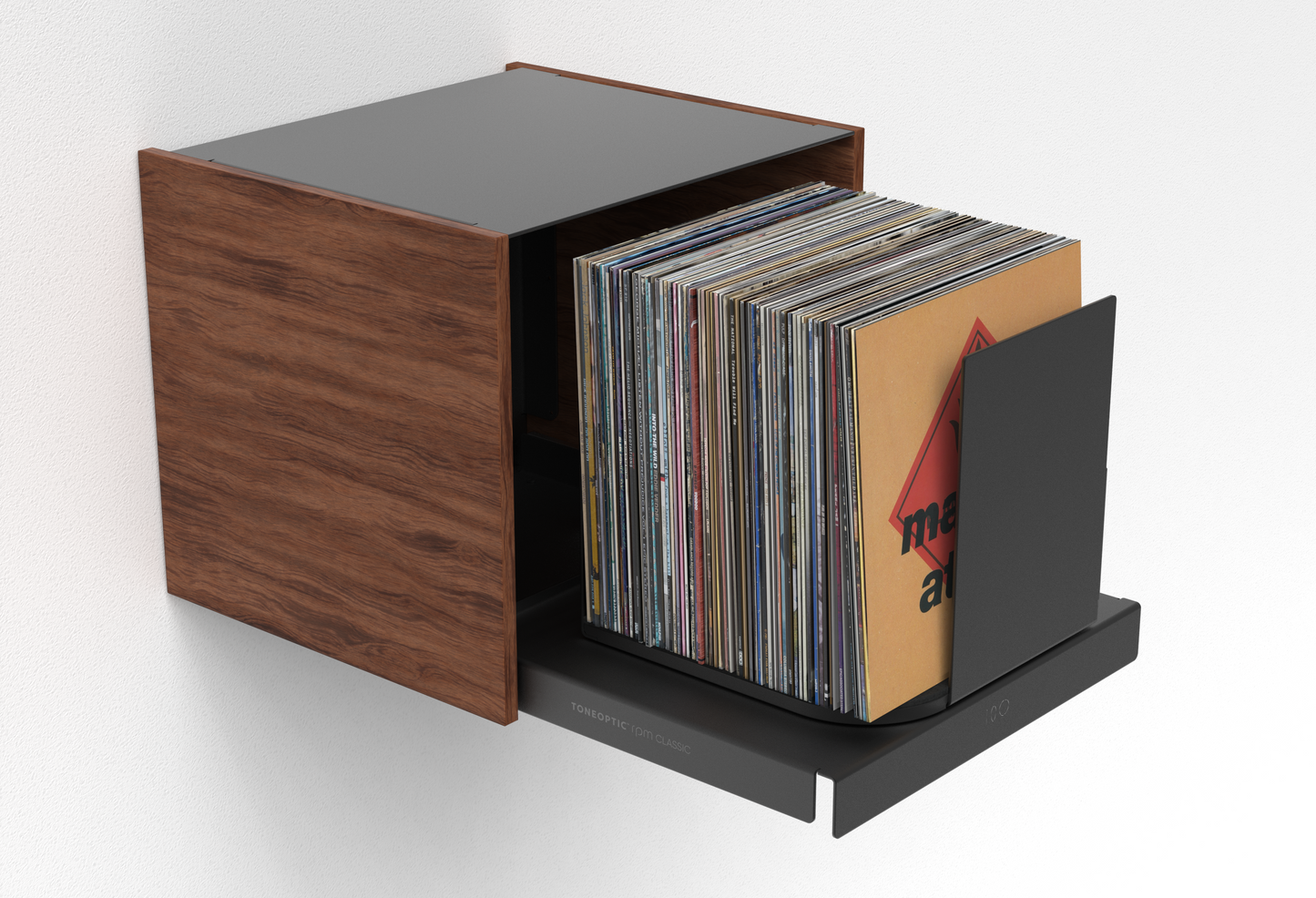 rpm Classic Walnut – rotating vinyl record storage display